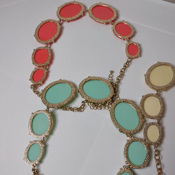 Set Of 3 Colorful Plastic And Metal Necklaces Adjustable 18 To 20 Inches Long - Picture 11 of 14